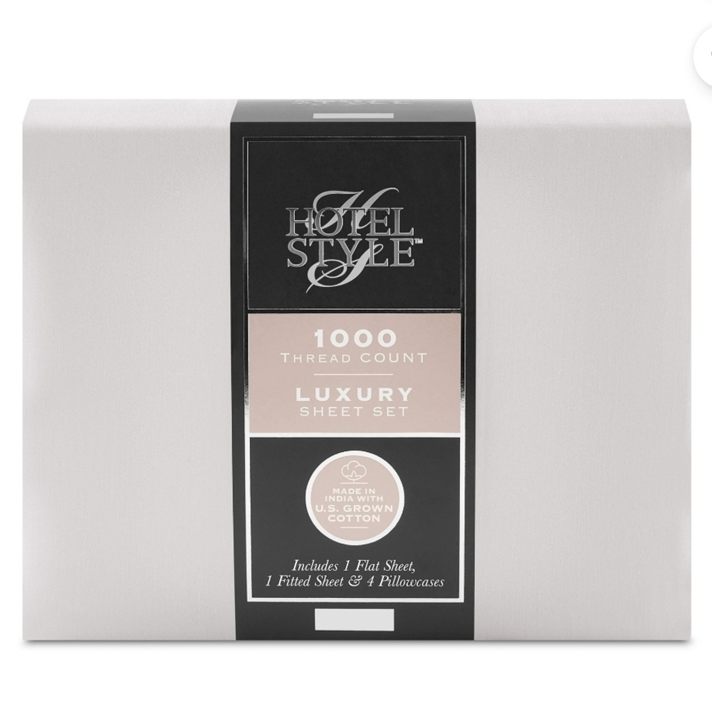 Hotel Style, 6-Piece, 1000 Thread Count, Platinum Silver Grown Cotton Luxury